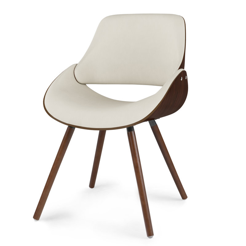 Malden Upholstered Dining Chair with Ergonomic Solid Wood Frame and Mid-Century Modern Style, White