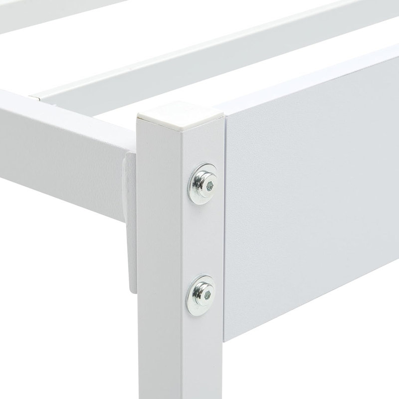 Solid Wood Slat Bed, White, Full