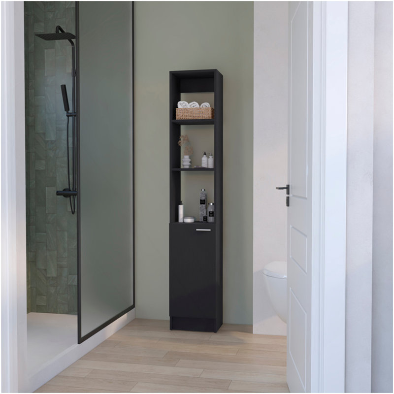 Linen Cabinet Marion, Bathroom, Black, Black