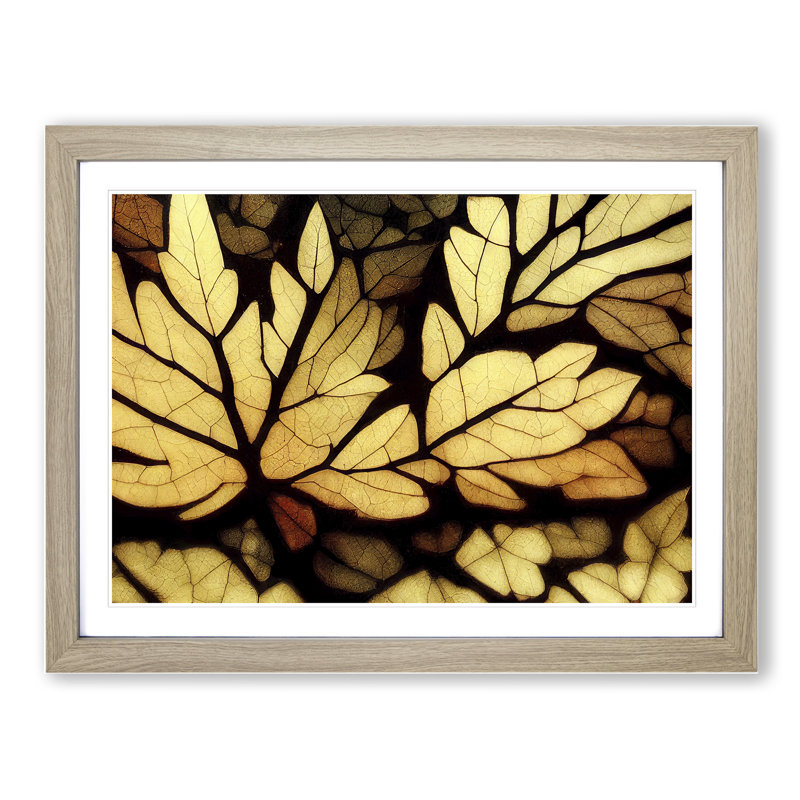 Sculptured Autumn Leaf - Framed Print, 46cm H x 64cm W x 2cm D, Oak