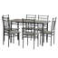 Ensemble de table de salle à manger 7 pièces, table de cuisine rectangulaire en bois rétro et 6 chaises à haut dossier -2095995373-2095995368-2095995375