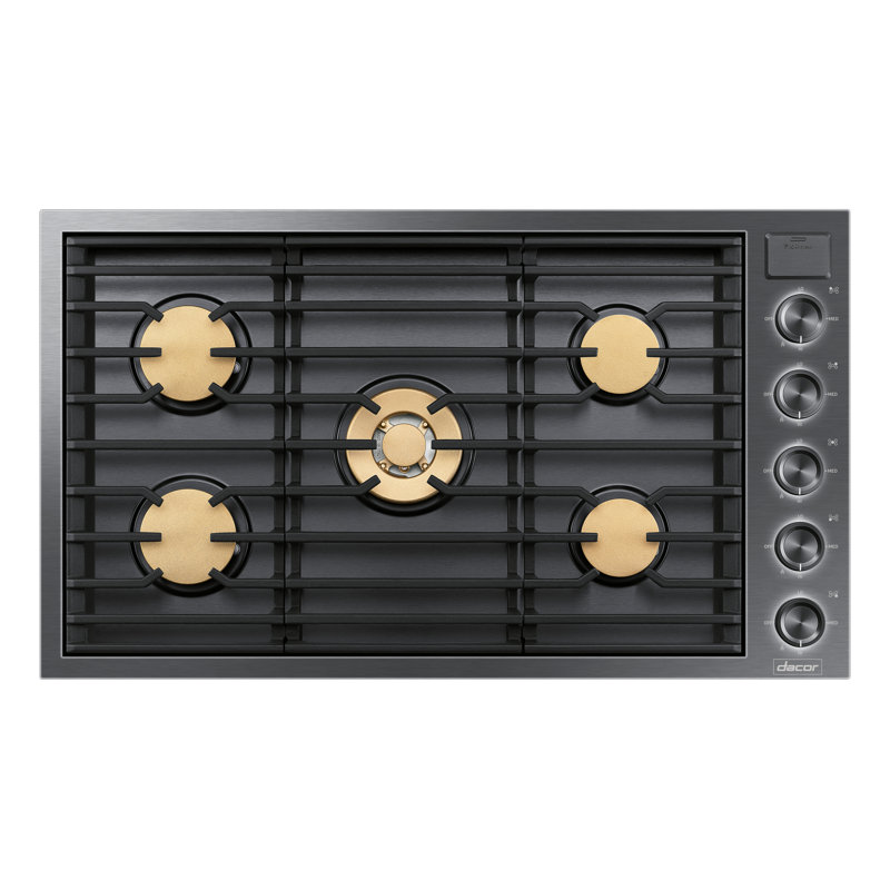 36" Gas Cooktop 5 Burners, Flush, Contemporary, NG/LP, Graphite Stainless
