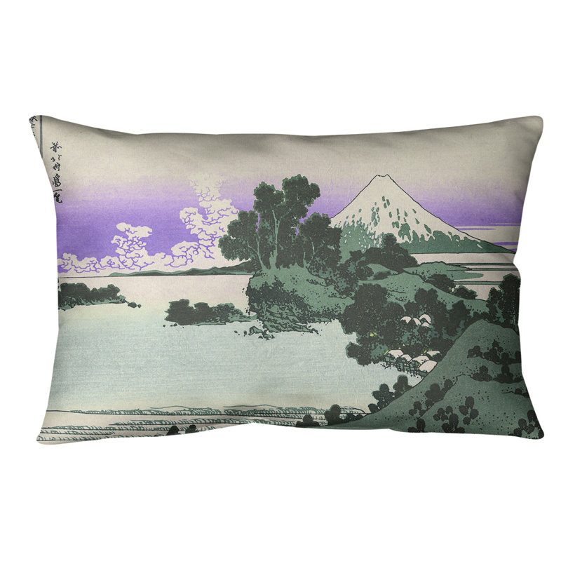 Coussin lombaire Shichiri Beach dans la province de Sagami, Vert / Mauve, Sergé de coton