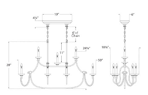 Chapman & Myers Flemish Large Linear Pendant, Golded Iron