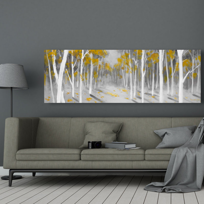 Yellow Birch Forest - Trees Contemporary Canvas Wall Art
