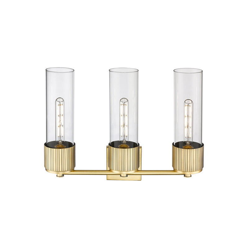 Maliayah 3 - Light Dimmable Vanity Light, Brushed Brass, Clear