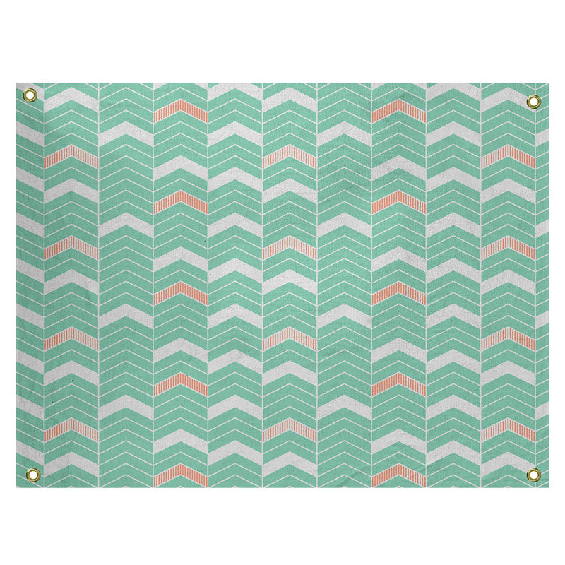 Tapisserie Stephenie, H 50 po x l 59 po, Vert / orange / gris