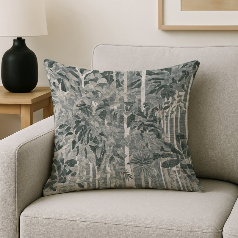 Coussin décoratif intérieur et extérieur Modern, Carré 18 po, Gris abstrait 77