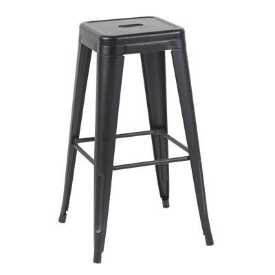 Tabouret de bar de 30 po noir mat sans dossier de 2 po, non empilable, détachable, pour îlot de cuisine, salle à manger, - en métal, facile à nettoyer, capacité de charge de 30 po