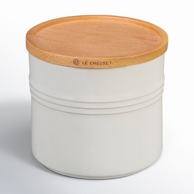 Stoneware Kitchen Canister, White, 5.25" H x 5.5" W x 5.5" D