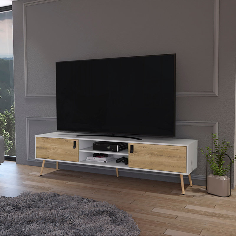 Meuble télé, salon, blanc / Macadamia