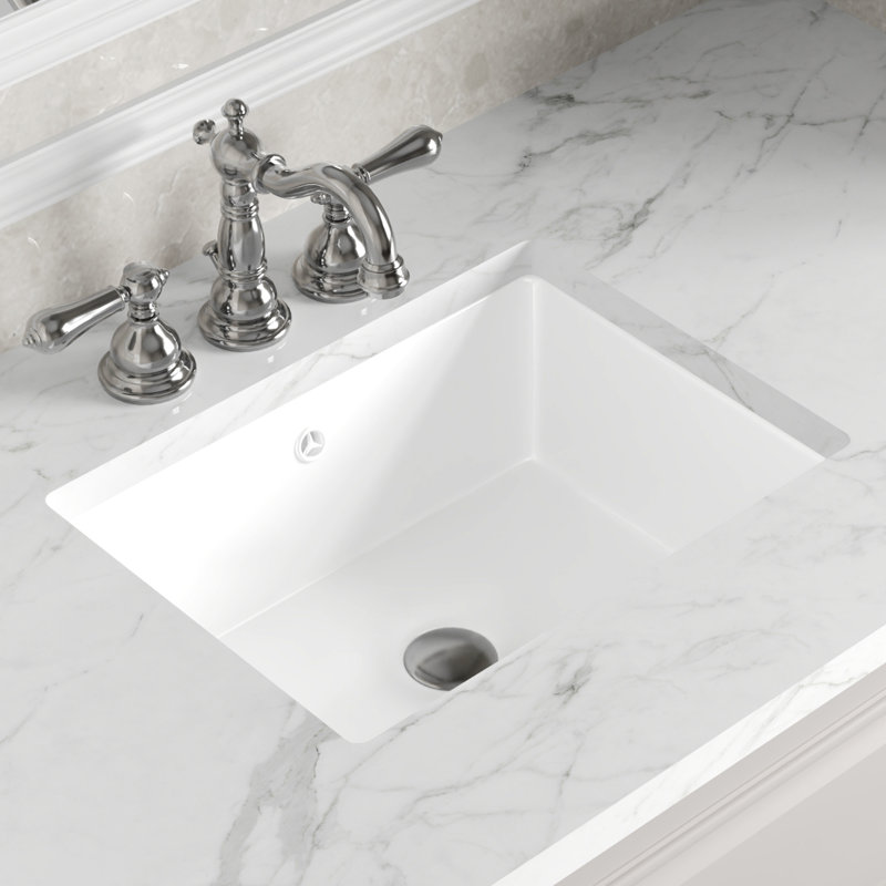 Lavabo de salle de bain rectangulaire encastré en céramique 18 "x 13,5" blanc avec trop-plein