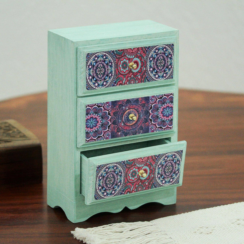 Boîte à bijoux en bois Mandala Keeper Decoupage