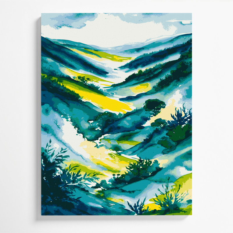 «Watercolor Landscape 54», art mural sur toile brune, H 11 po x l 14 po