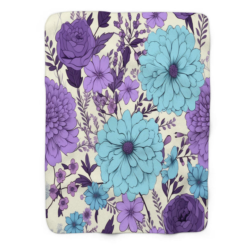 Lilas saphir pétales - couverture sherpa de qualité supérieure 1 pièce, Grand lit