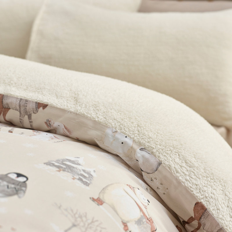 Winter Friends Sherpa Duvet Cover Set, Double Duvet Cover Set +1 additional Pillowcase