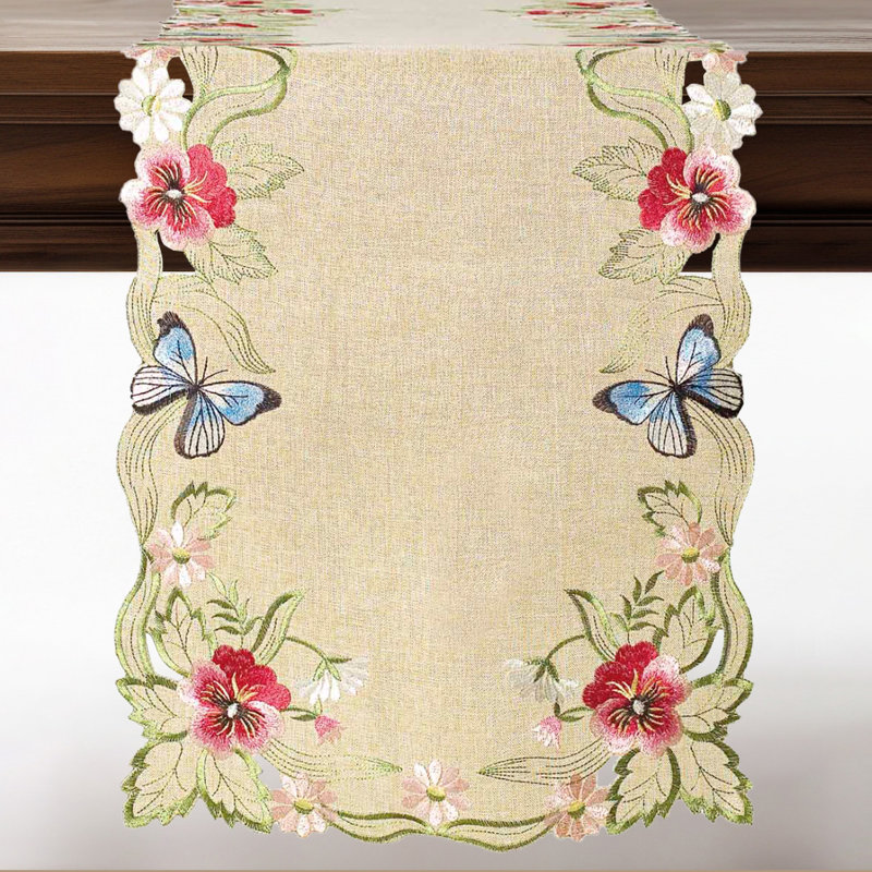 Anariyah Elegant Embroidered Table Runner & Placemats from Maliana Collection for Luxurious Christmas Decor, 108" L x 14" W