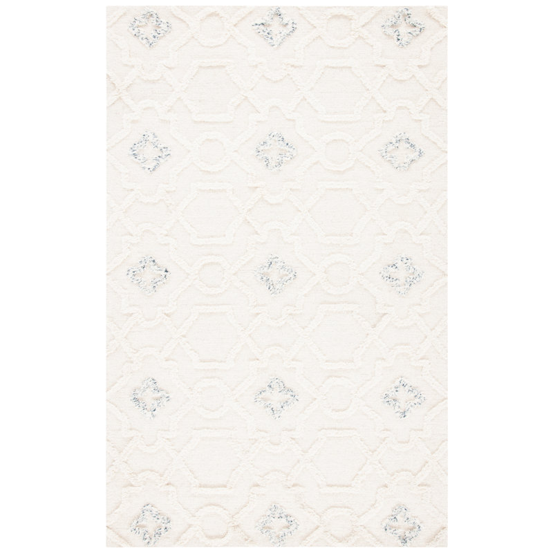 Tapis ivoire en laine touffeté à la main Brumbaugh, Rectangle 6 pi x 9 pi
