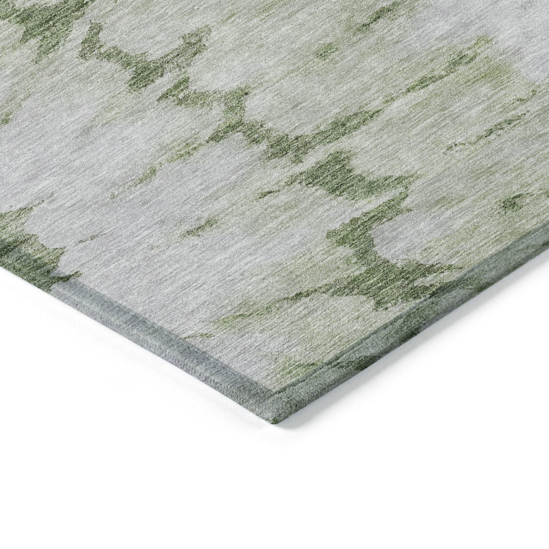 Tapis extérieur lavable abstrait vert artichaut 5 pi x 8 pi vert olive