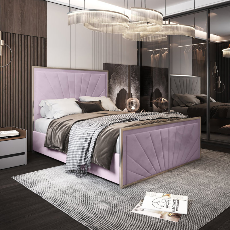 Anterrius Upholstered Bed, Single (3'), Pink