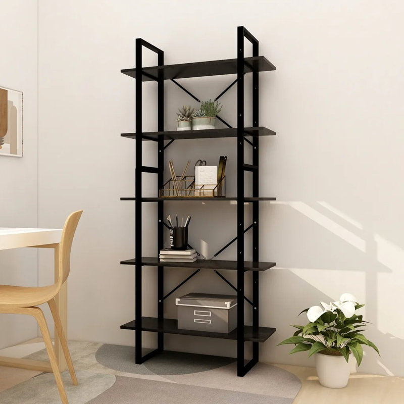 Hars 175cm H Metal Etagere Bookcase, White, 175cm H x 80cm W x 30cm D