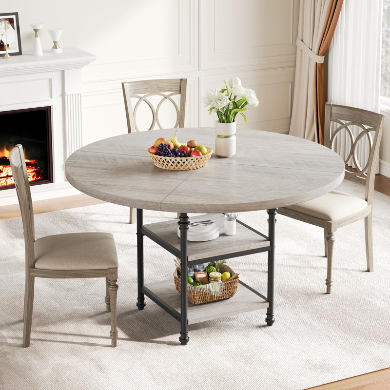 47-Inch Round Dining Table For 4: Featuring A 1.59-Inch Thick Top, Gray