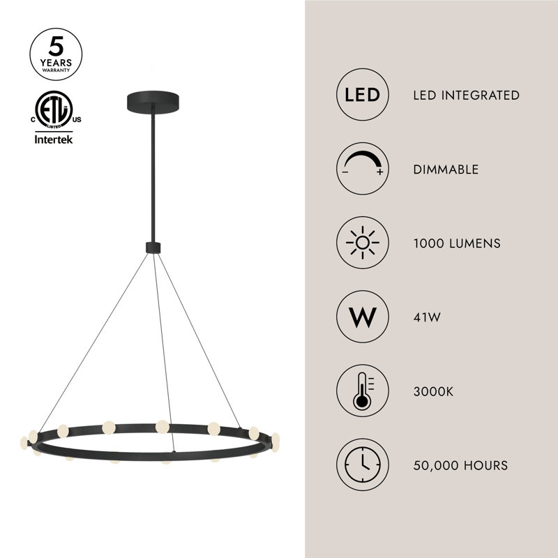 Rezz 12 - Light LED Chandelier, Brushed Nickel