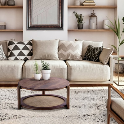 Avalon Walnut And Cane Side Table