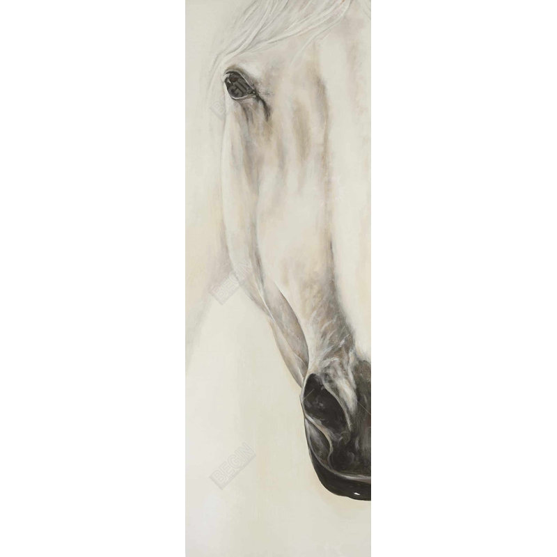 Demi-portrait d'un cheval paisible - toile d'art encadrée