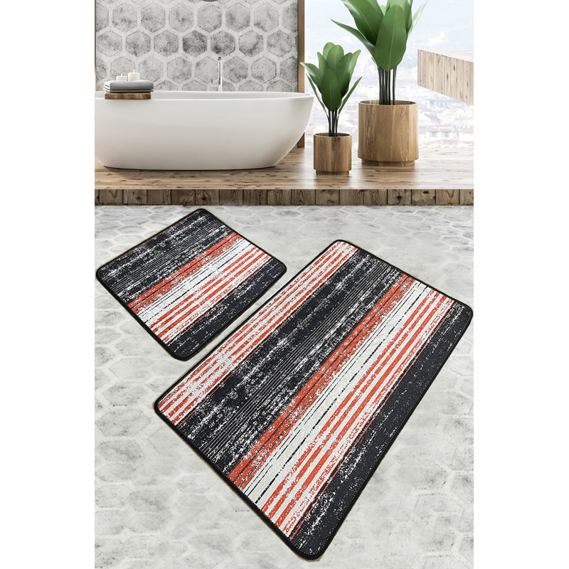 Ensemble de luxueux tapis de bain (2 pièces) en polyester antibactérien de 23,6 po x 39,4 po et de 19,7 po x 23,6 po | Poils doux de 0,4 po de hauteur, dessous antidérapant, lavable à la machine | Idéal pour le confort et la sécurité de la salle de bain