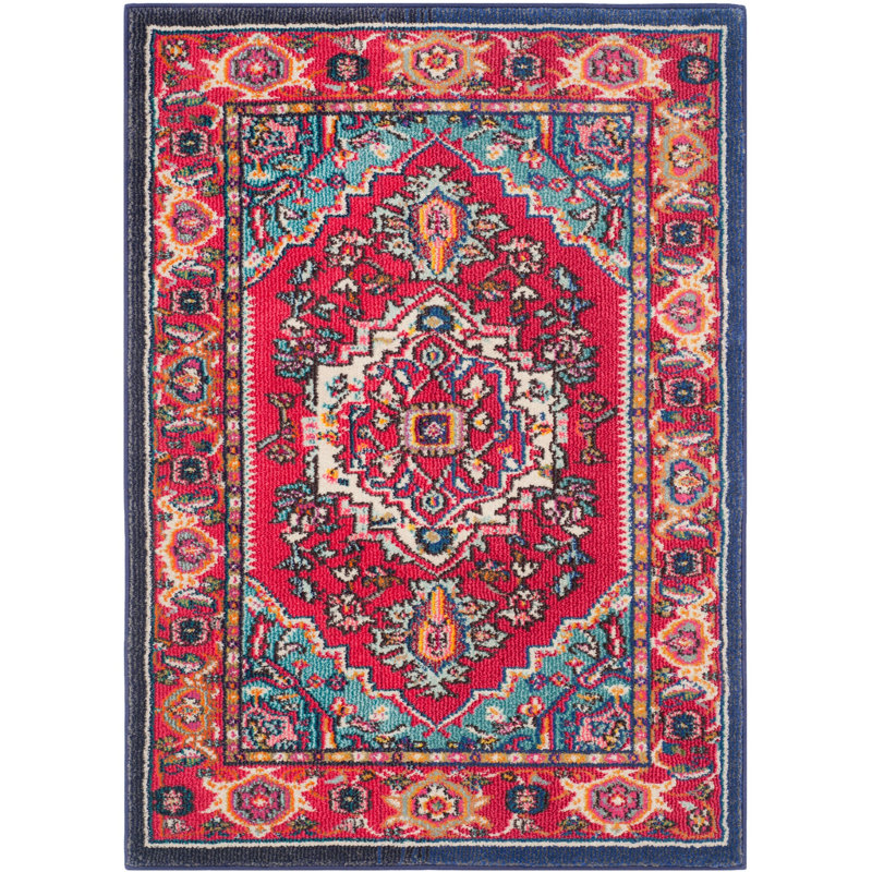 Tapis oriental rouge vif Llelend, Rectangle 3 pi x 5 pi