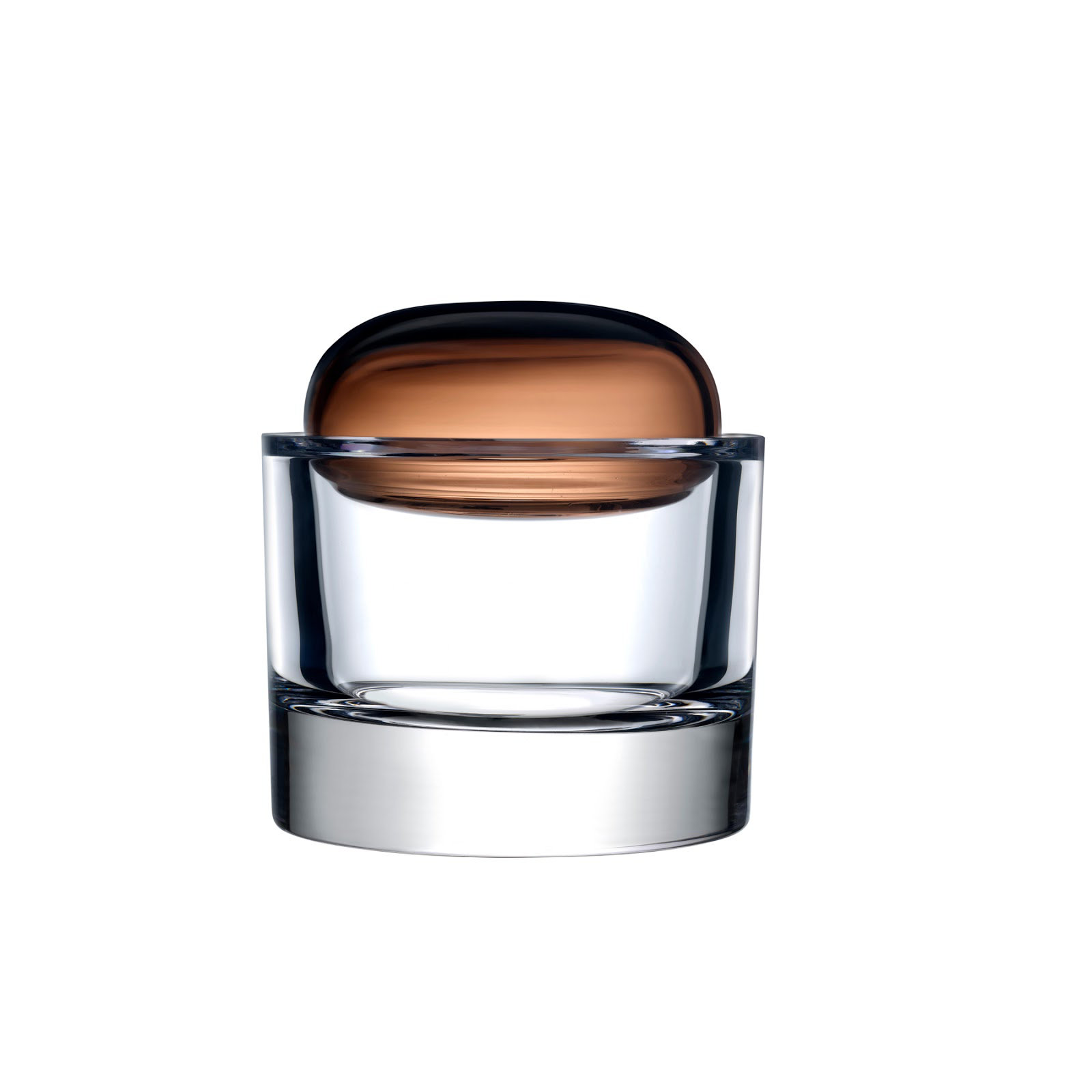 Ecrin Lead Free Crystal Jar, Caramel, 7.2" H x 5.7" W x 5.7" D