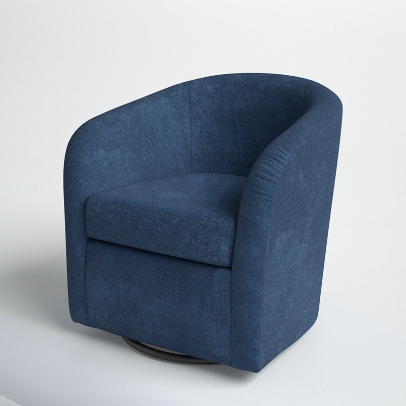 Upholstered Swivel Barrel Chair, Chloe Indigo Polyester Blend
