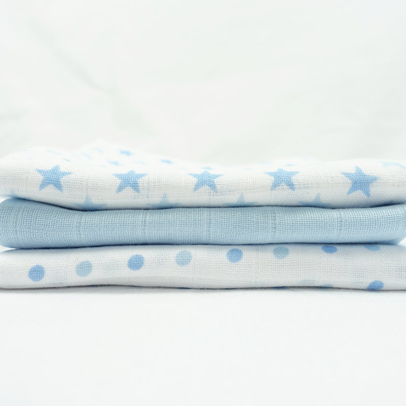 Losurdo MuslinZ Baby Muslin Squares 100% Cotton, Blue Star