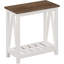 Table de bout Farmhouse avec tablette de rangement, conception étroite pour les petits espaces, idéale pour le salon et la chambre à coucher, blanc