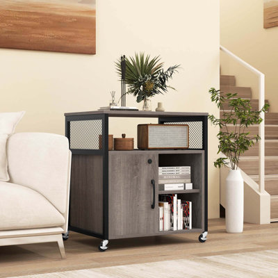 17 Stories File Cabinet On Wheels With Charging Station & Cable Management Hole Shelves