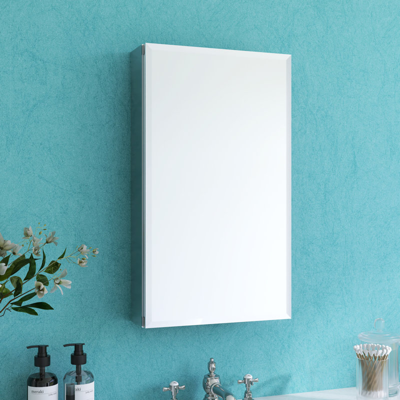 Recessed Or Surface Mount Medicine Cabinet Mirror With 2 Adjustable Tempered Glass Shelves, 26"H x 15"W x 5"D