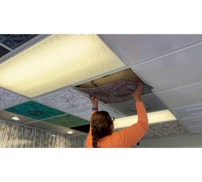 Milan 2' x 2' Old Black White PVC Ceiling Tile Set
