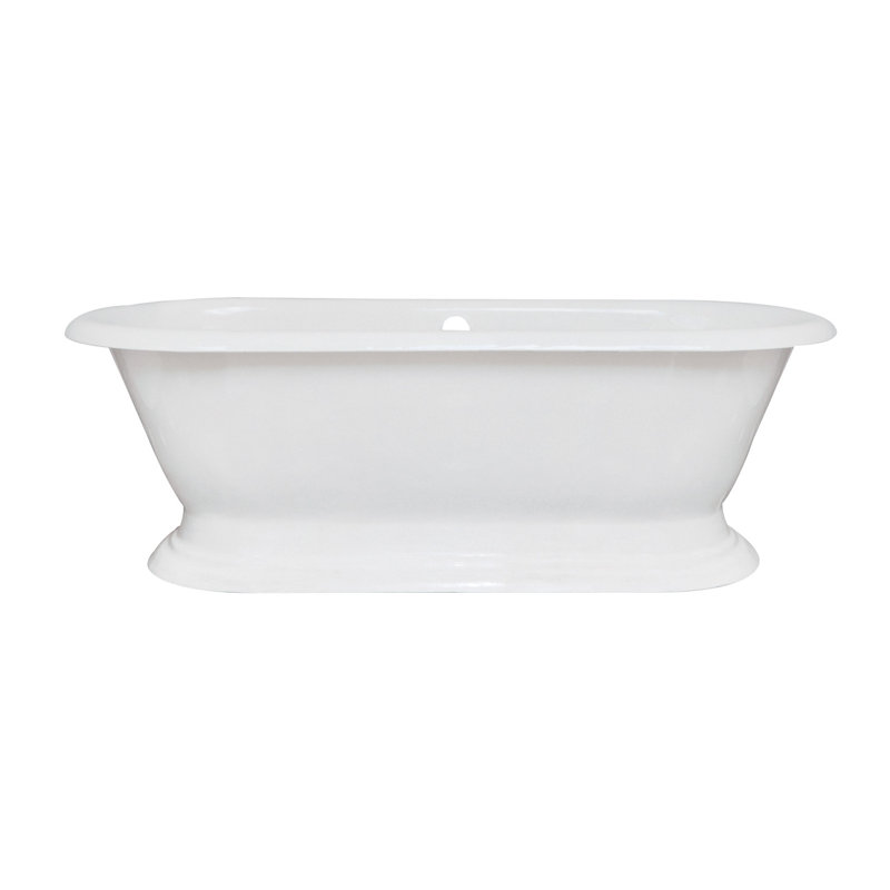 Kingston Brass Aqua Eden 72-Inch Cast Iron Oval Double Ended Pedestal Tub (No Faucet Drillings)