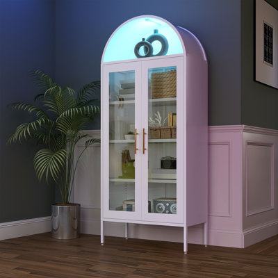 Arched Glass Display Cabinet With Led Lighting