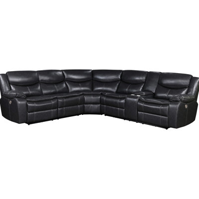 Grey Faux Leather Power Reclining L-shaped For Bedroom With Comfortable Seating And Wall Design Dark In Transitional Style Breathable Leather, Pocket Coils, Pillow Top Arms