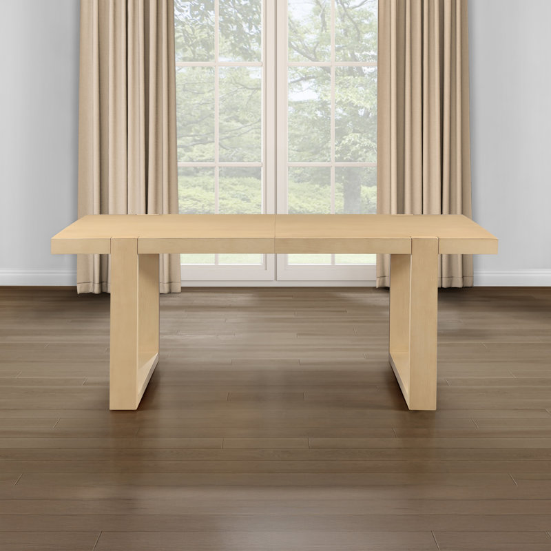 Donny Extendable Solid Wood Base Dining Table, Sand