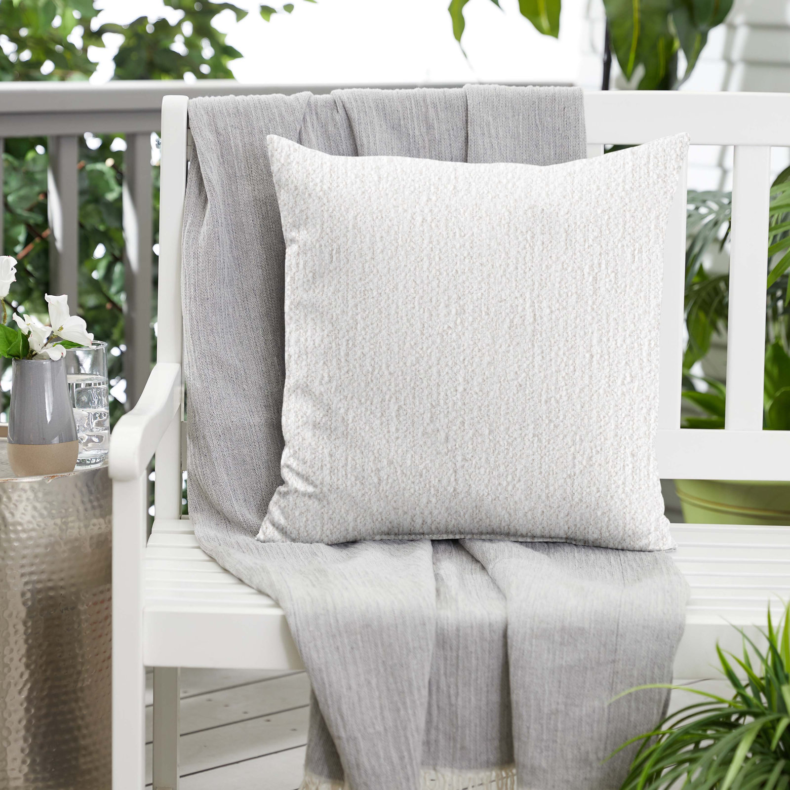 Felice 22" x 22" Sunbrella® Pillow Cover and Insert, Indigo, 22" x 22" 