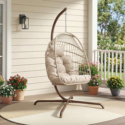 Balancelle d'intérieur rembourrée en osier avec support PE pour salon / chambre à coucher				 				