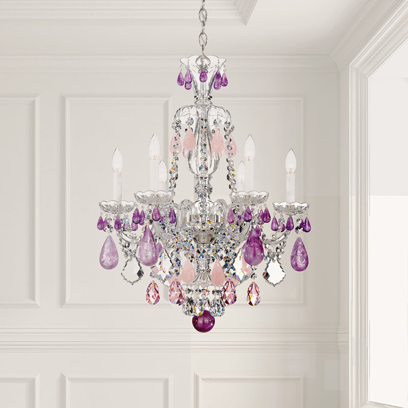 Hamilton 6 - Light Glass Chandelier, Rock Clear, Silver