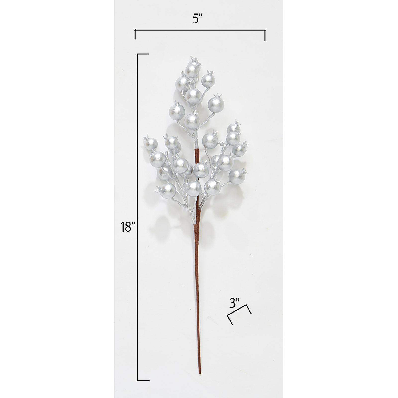 Holly Berry Floral Stems, Silver