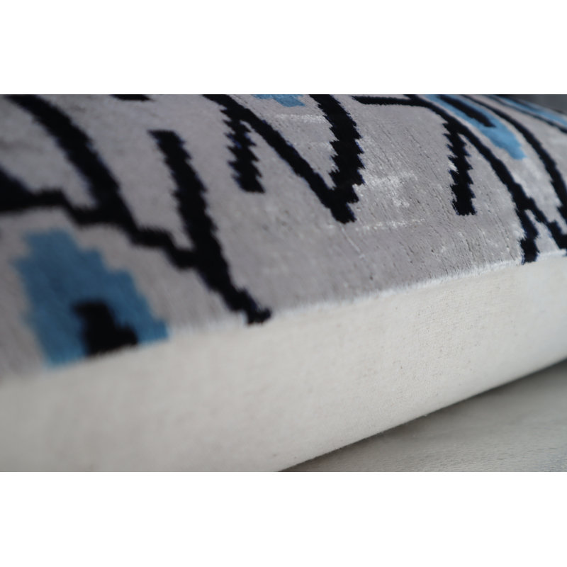 Velvet Rectangular Pillow Cover & Insert, Light Gray Geometric