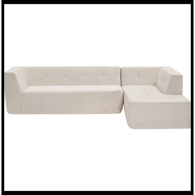 Canapé modulaire 2 pièces rembourré, Tissu sergé beige en polyester