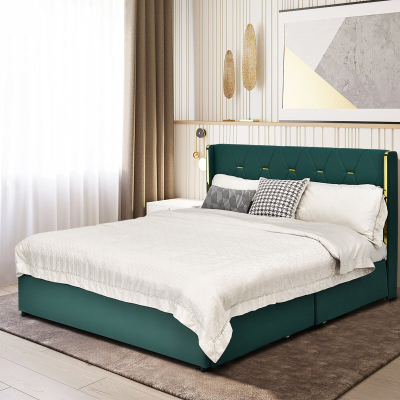 Lit plateforme avec rangement Thaxted, Complète, Vert