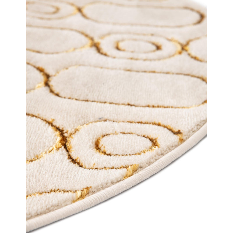 Latitude Run® Column Nikica Rug White and Gold, Round 6'1"